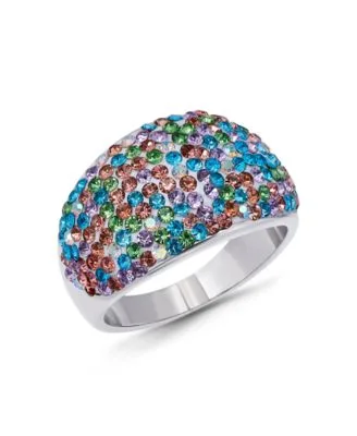 Pave Crystal Fine Silver Plated Dome Shape Ring Collection by Macy's