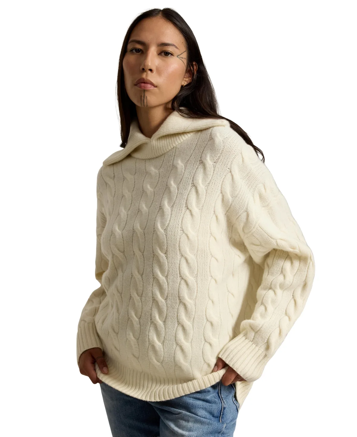 Cable-Knit Shawl-Collar Oversized Sweater by Polo Ralph Lauren