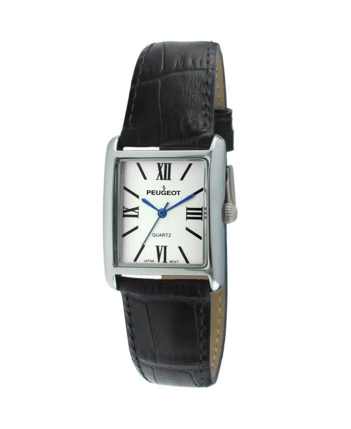 Tank Watch Roman Dial Case Leather Strap