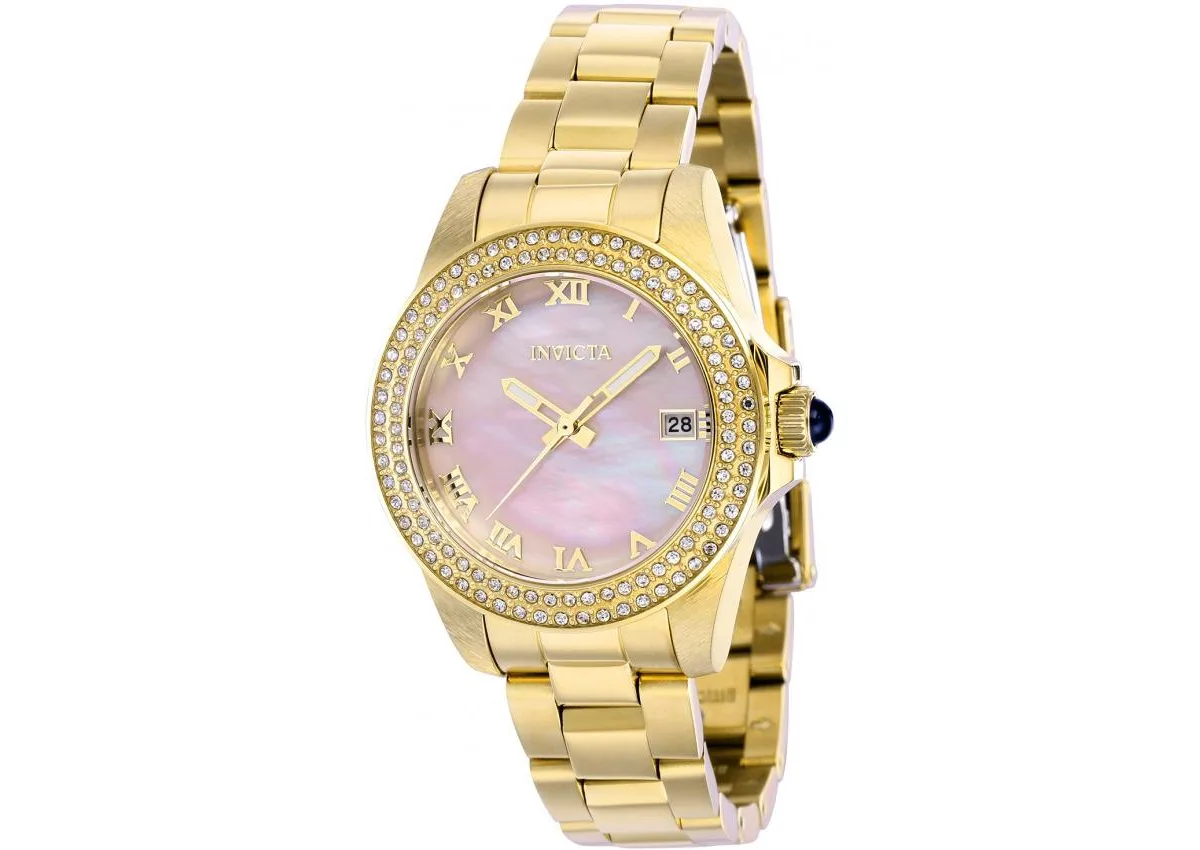41551 Angel Quartz 3 Hand Pink Dial Watch by Invicta