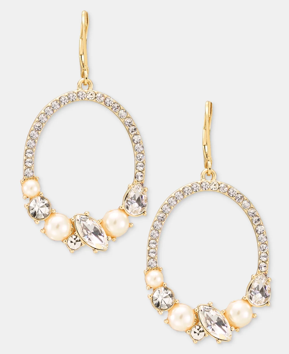 Faux Pearl & Glass Crystal Cluster Orbital Dangle Earrings by Anne Klein