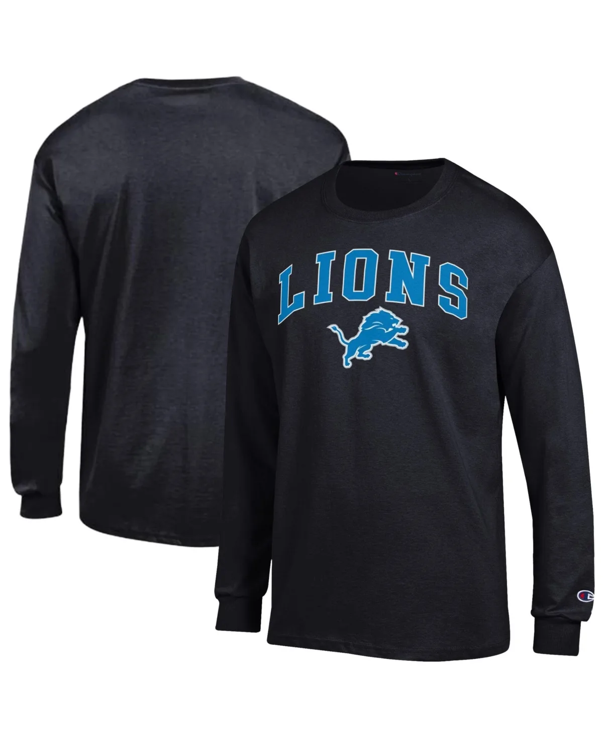 Detroit Lions Arch Over Logo Long-Sleeve Relaxed-Fit T-Shirt by Champion