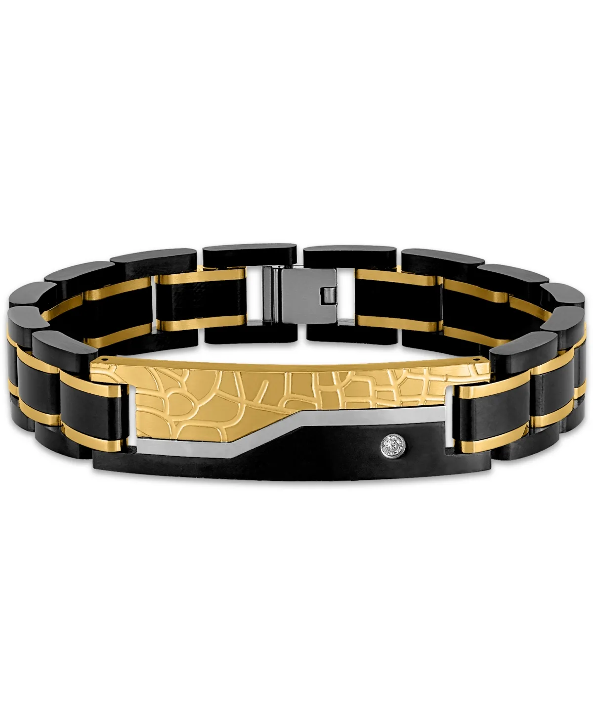 Diamond Two-Tone Link Bracelet - Stainless Steel by Esquire Mens Jewelry