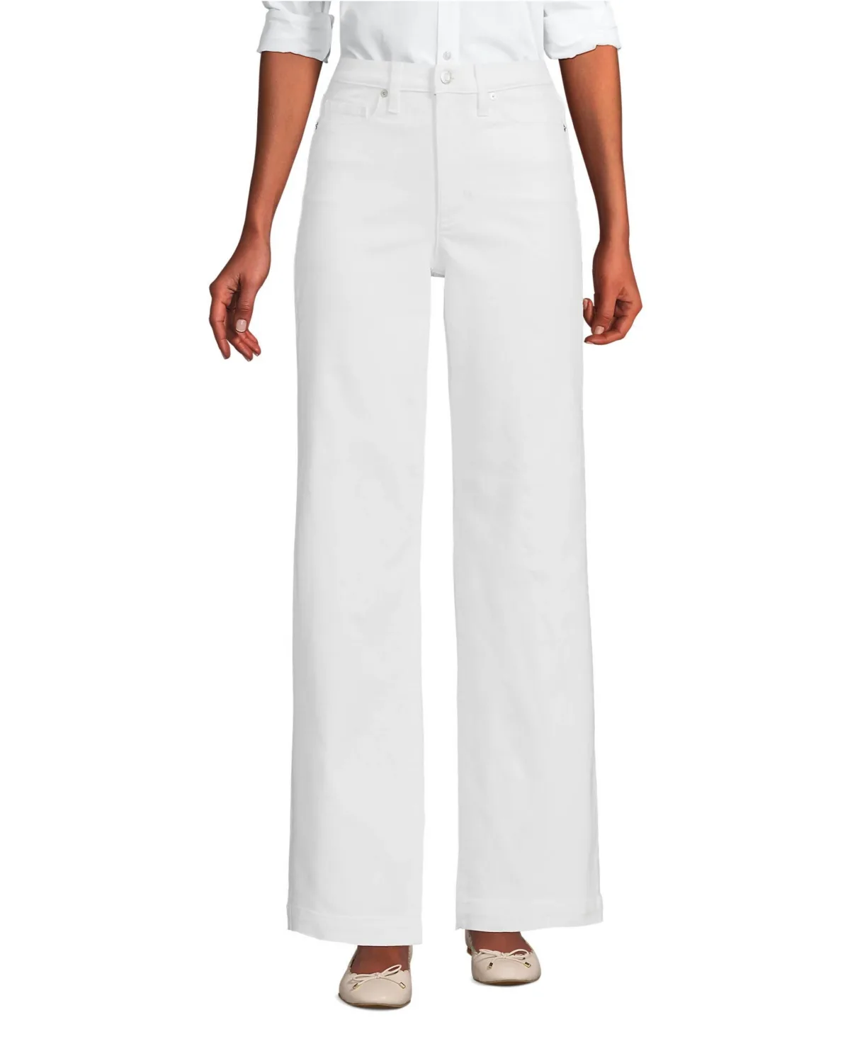 High Rise Wide Leg Denim Jeans by Lands' End