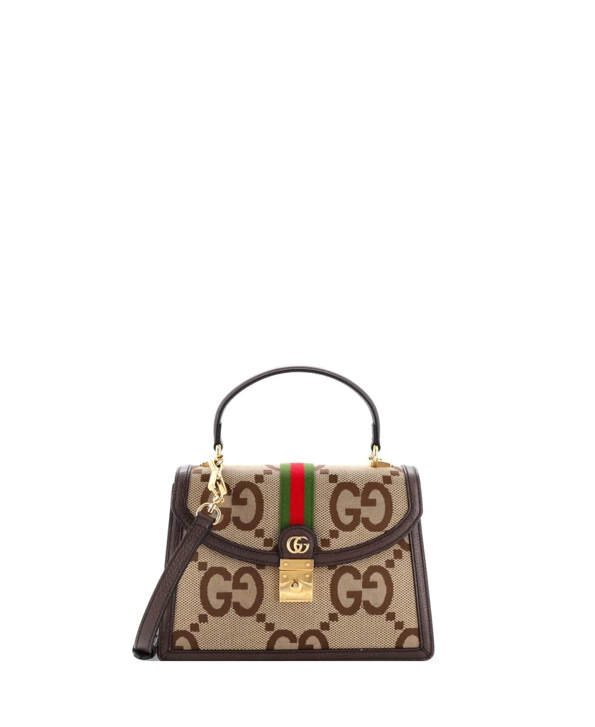 Pre-Owned Gucci Small Ophidia Flap Top Handle Bag Jumbo Gg Canvas
