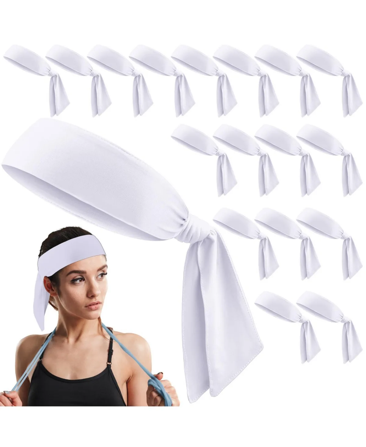 18 Pack Tie Headbands Sports Sweatbands by Sportneer