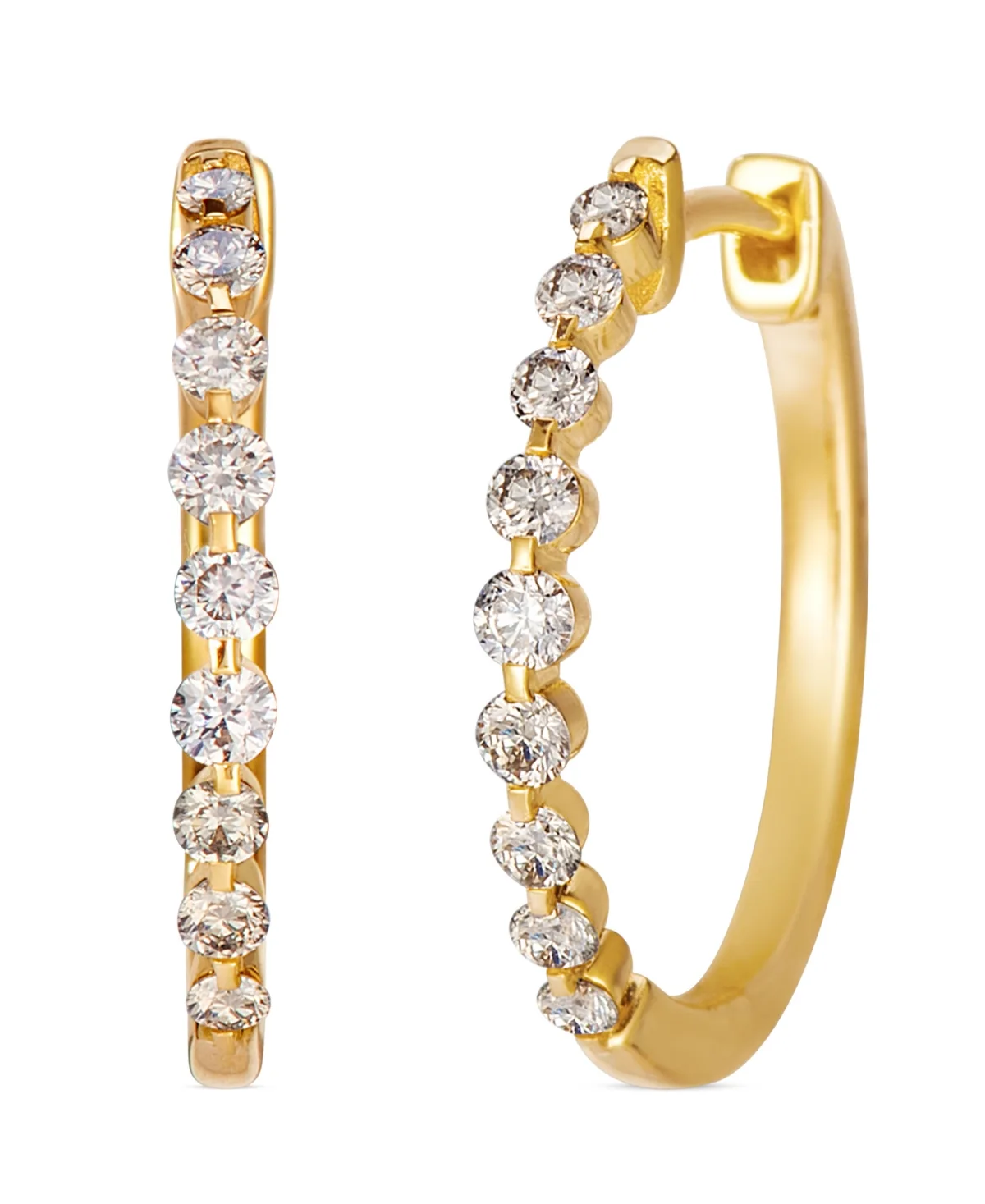 Honey Gold Diamond Hoop Earrings (3/8 ct. t.w.) in 14k Yellow Gold