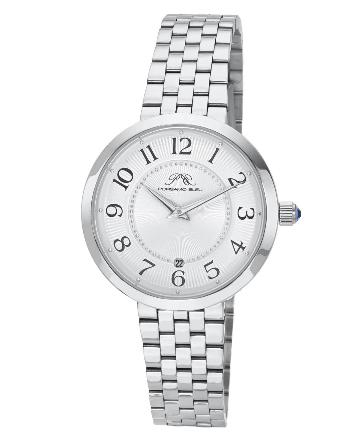 Quartz Clementine Silver Tone Stainless Steel Watch, 36 mm by Porsamo Bleu