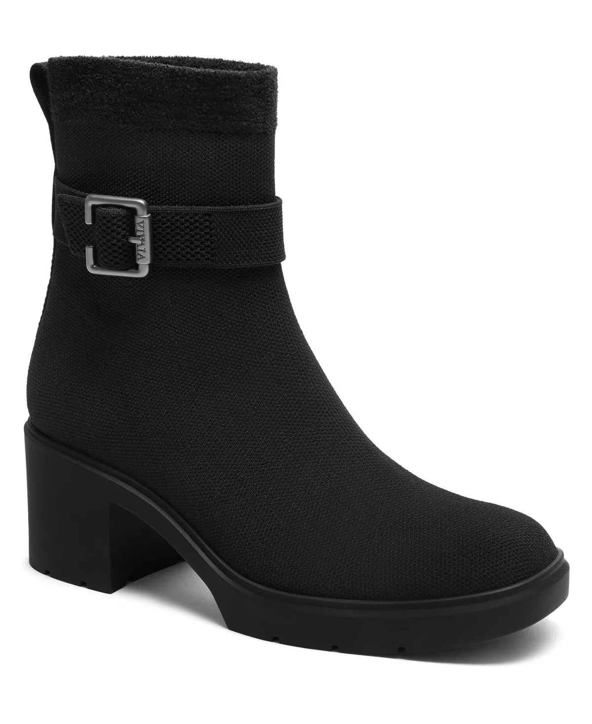 Gisella Square-Toe Block Heel Water-Repellent Boots by Vivaia