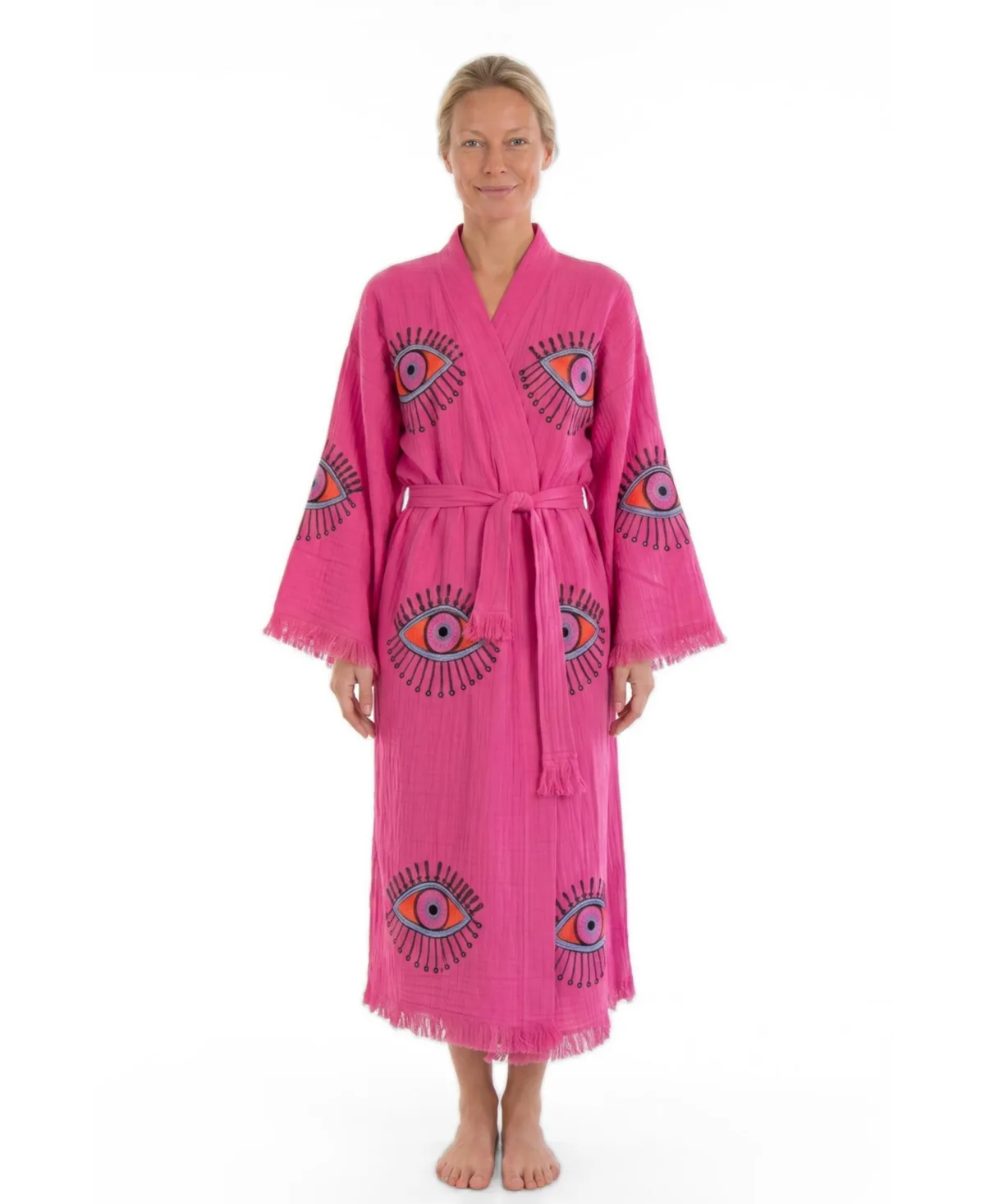 Aria Long-Sleeve V-Neck Caftan Cover-Up Robe by Tutunaki