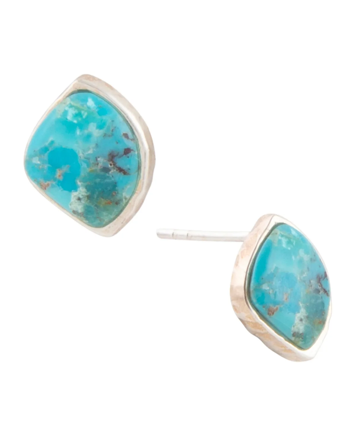 Abstract Blue Turquoise Silver Post Stud Earrings by Barse