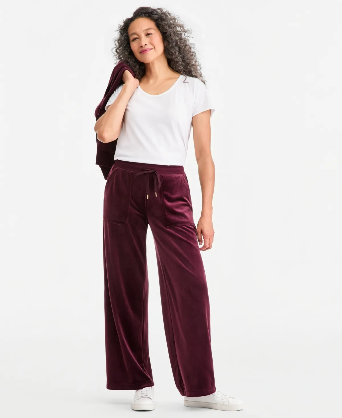 Pull-On Wide-Leg Velour Lounge Pants by Style & Co