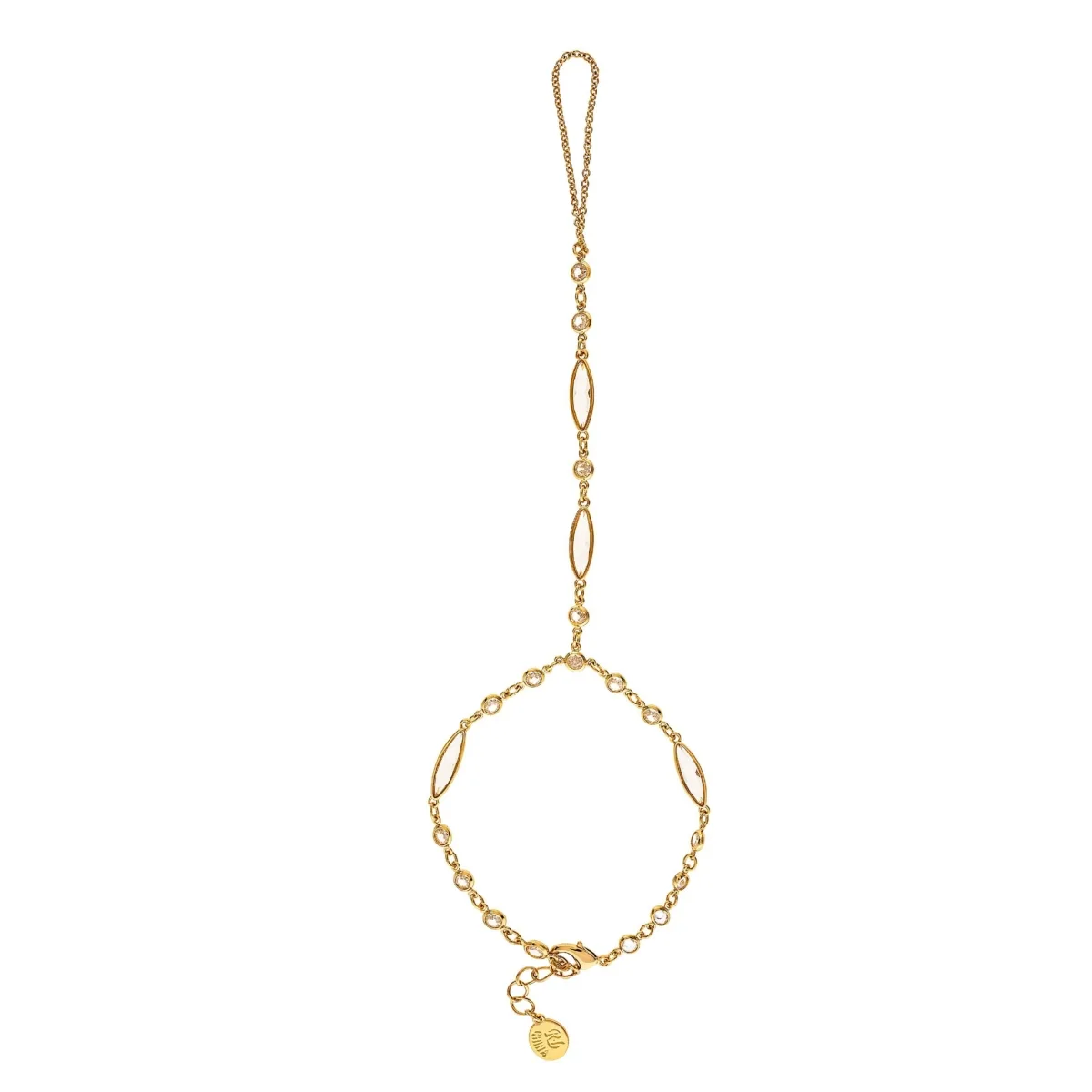 Gold-Tone Cubic Zirconia Hand Chain Adjustable Bracelet by Rivka Friedman