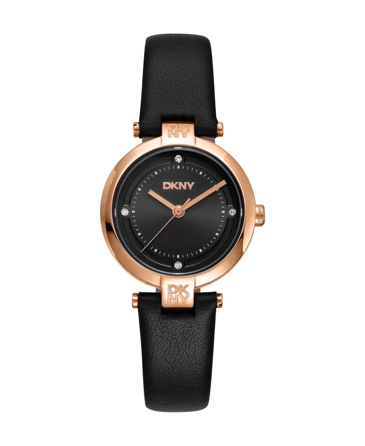 Essential Mini Quartz Water-Resistant Black Leather Strap Watch, 28mm