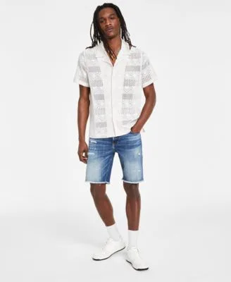 Crochet Knit Shirt Denim Shorts by GUESS