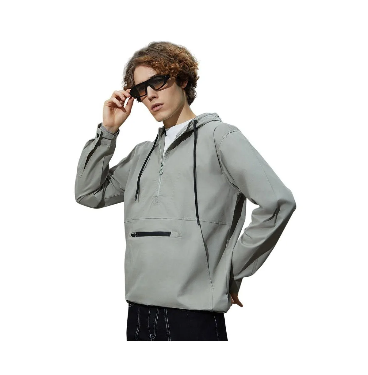 Half-Zip Utility-Hood Jacket by Campus Sutra
