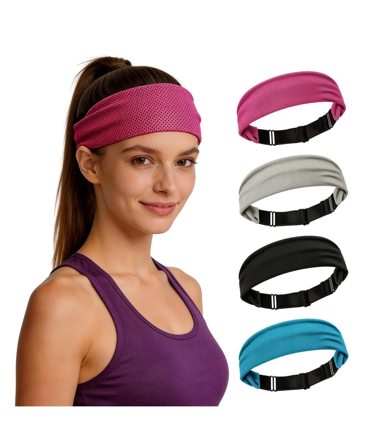 Adjustable Non Slip Moisture Wicking Cooling Sports Headband for Workout Yoga Gym Running by Peneyon