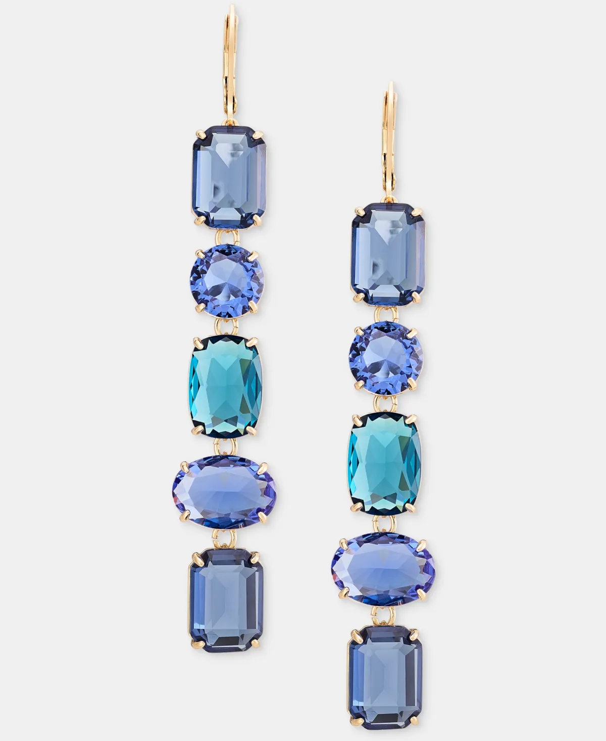Lauren Ralph Lauren Gold-Tone Blue Glass Crystal Linear Drop Earrings