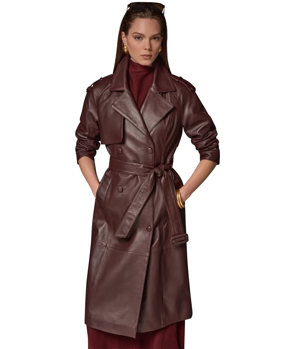 Donna Karan New York Double Breasted Belted Trench Coat
