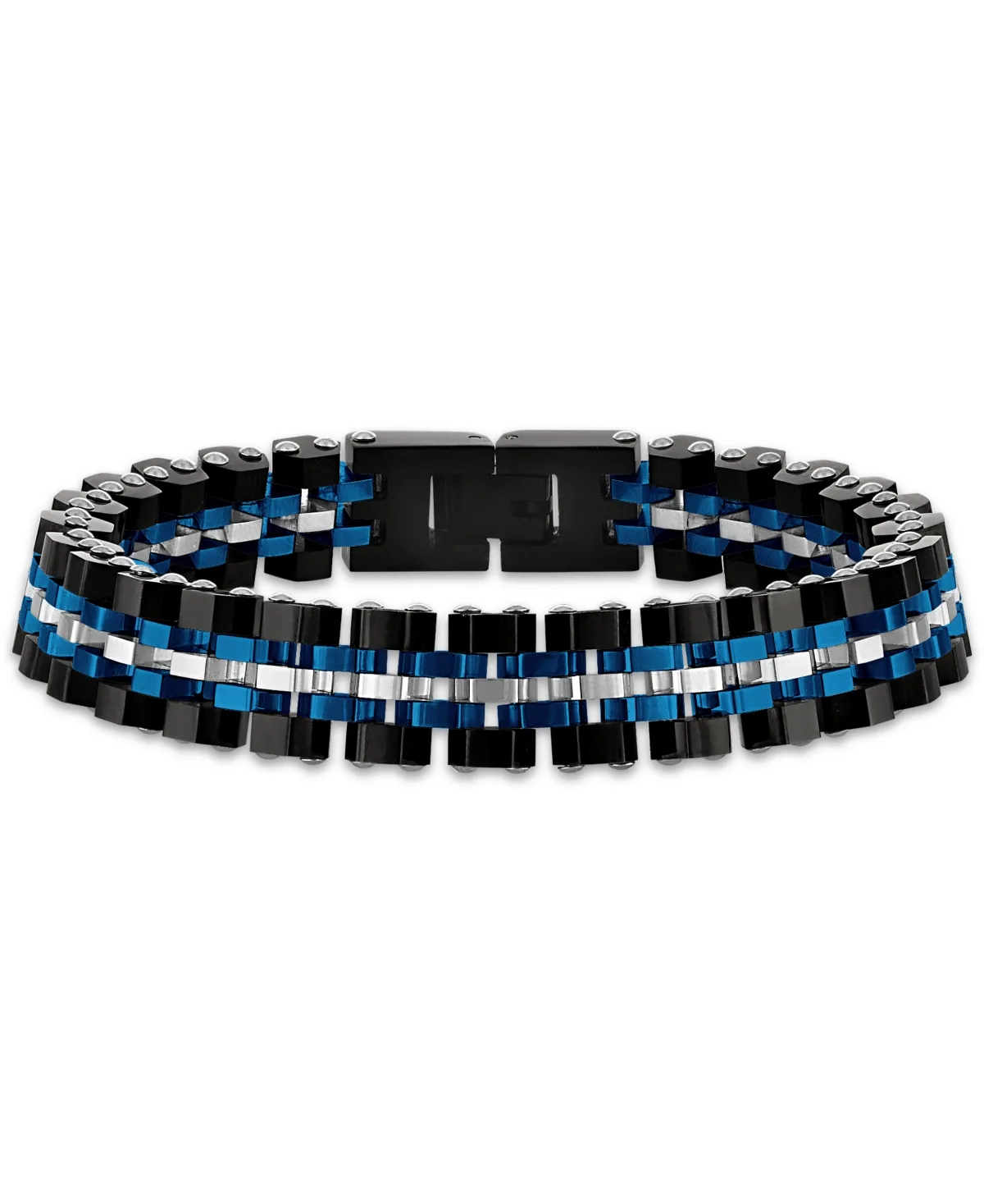 Silver-Tone Stainless Steel Hexagon Links Bracelet by Esquire Mens Jewelry