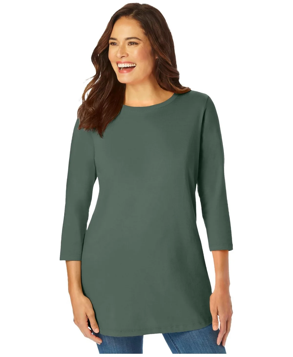 Perfect Three-Quarter Sleeve Crewneck Tee
