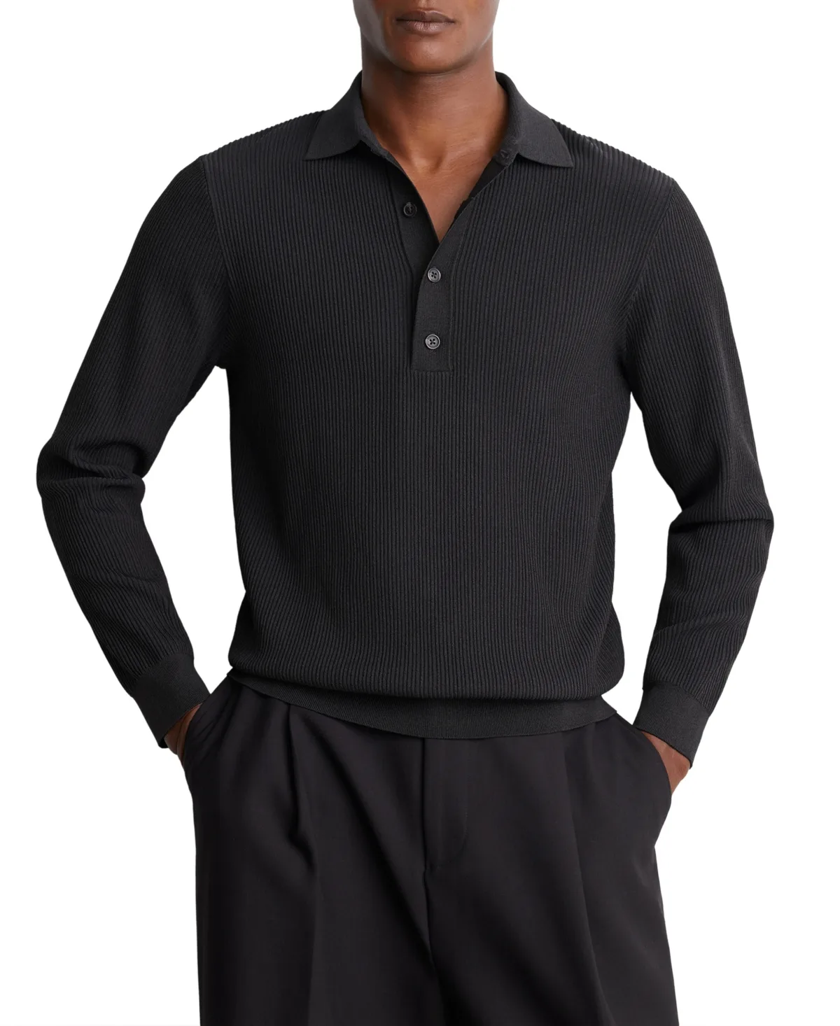 Admiral Long-Sleeve Ribbed Polo Shirt by Reiss