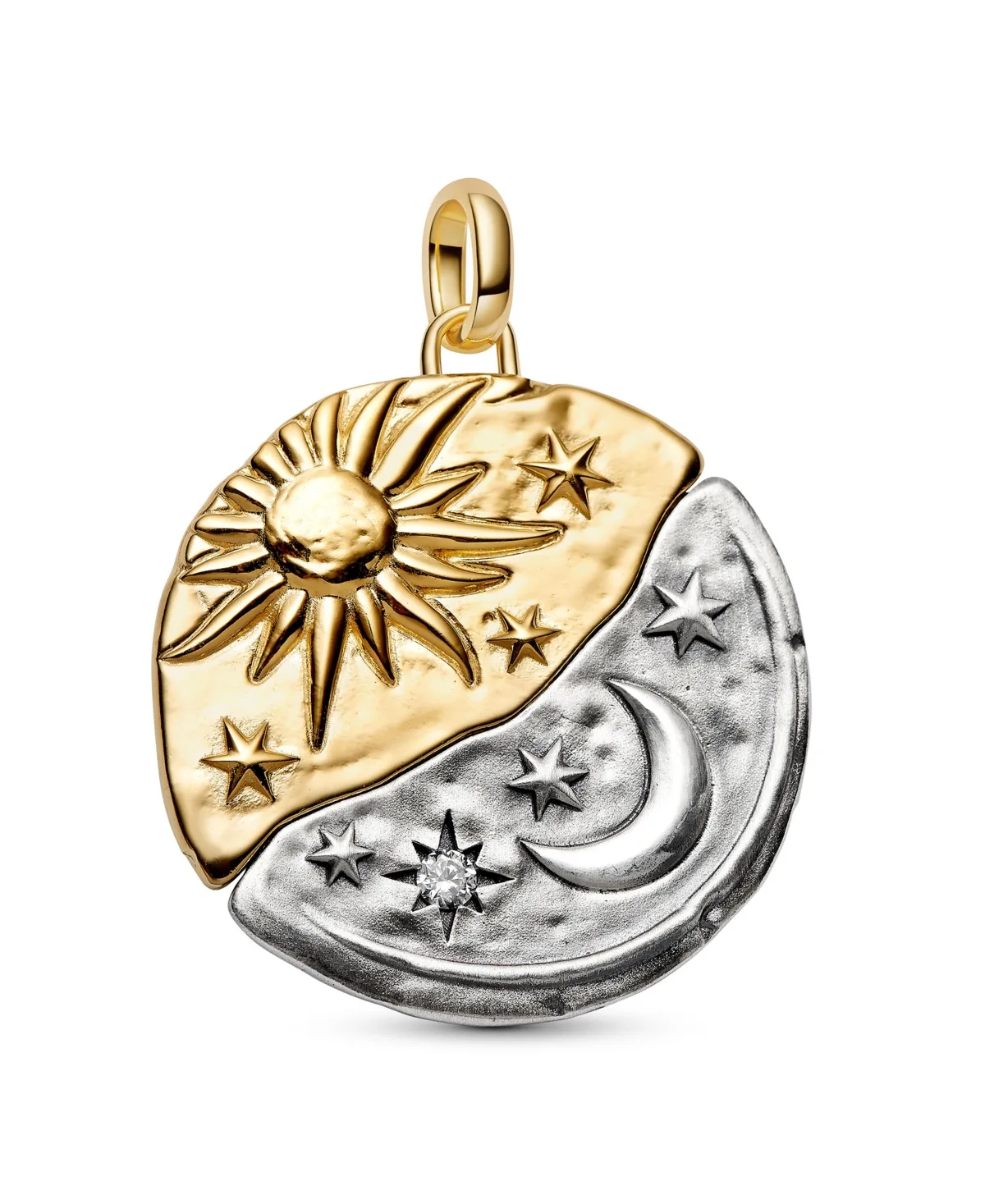 Cubic Zirconia Sun and Moon Oversized Charm