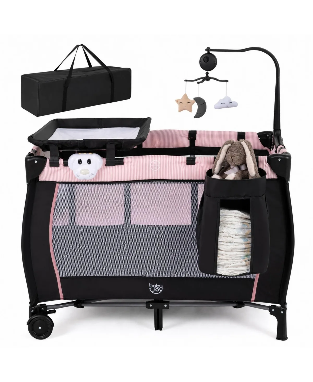 Portable Baby Playard with Mattress Music Box Changing Table Carry Bag by Costway