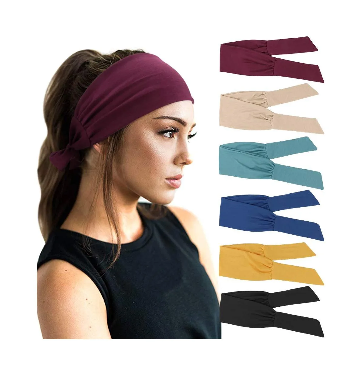 Adjustable Knotted Non-Slip Hair Bands, 6-Piece Set by Peneyon