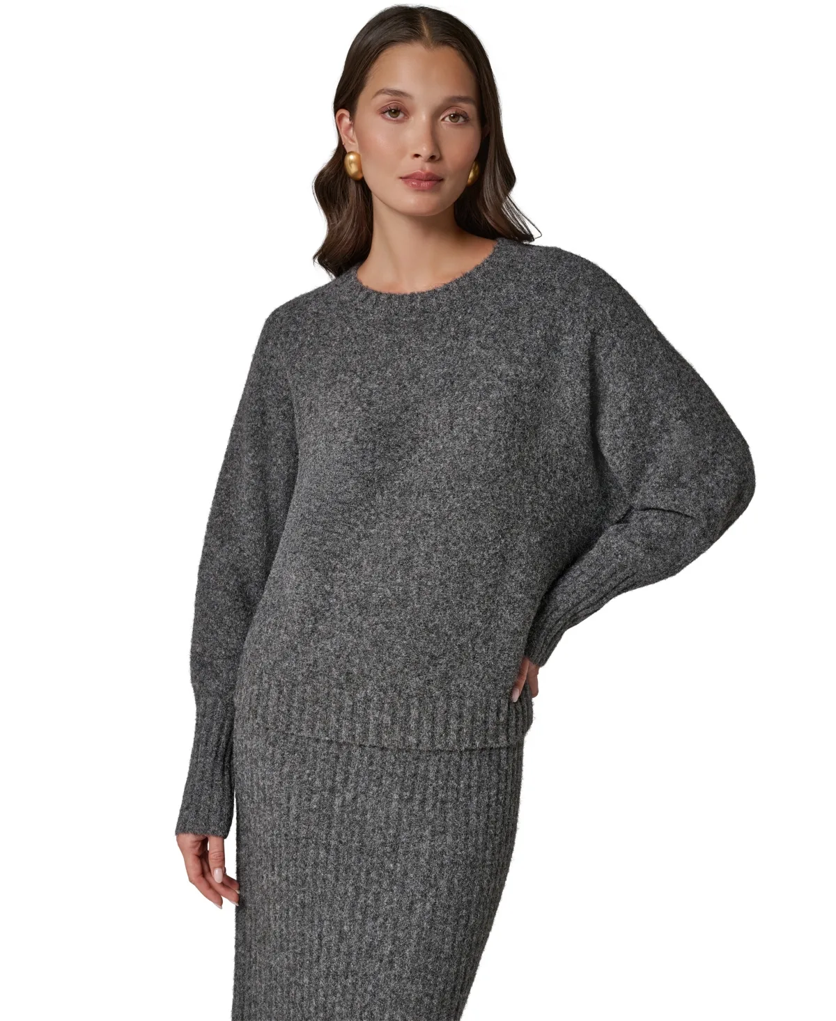 Drop-Shoulder Loose-Fit Crewneck Sweater by Donna Karan New York