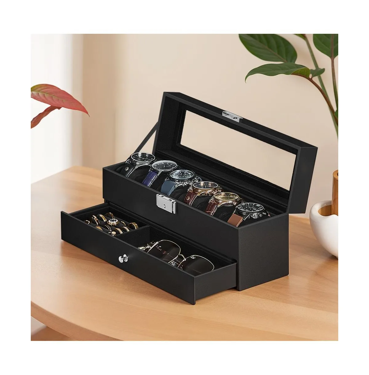 Jewelry Box Flocking Fabric Organizer with Floating Base by Songmicshome