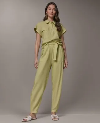 Cap Sleeve Shirt Pleated Pant with Wide Cuff Detail by Donna Karan New York