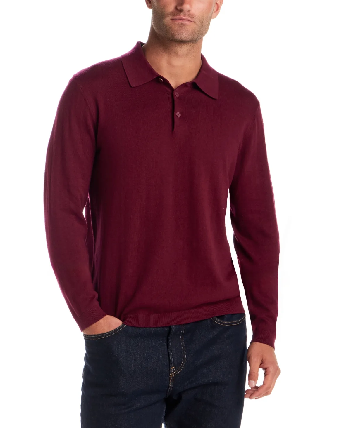 Cotton Cashmere Long Sleeve Polo Sweater by Weatherproof Vintage