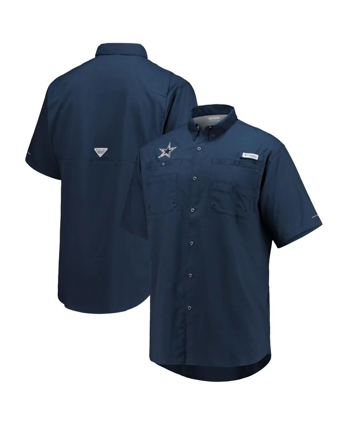 Columbia Navy Dallas Cowboys Tamiami Omni-Shade Button-Down Short Sleeve Shirt by Columbia
