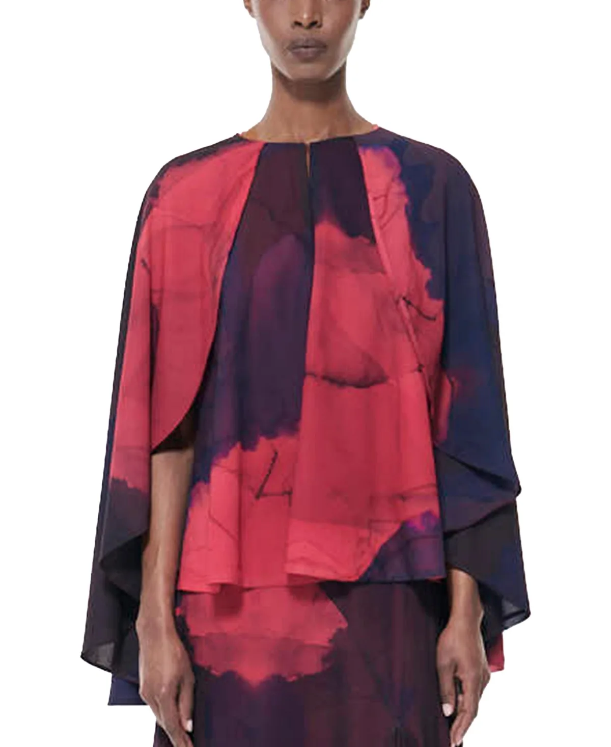 Cape Sleeve Printed Blouse by Leem