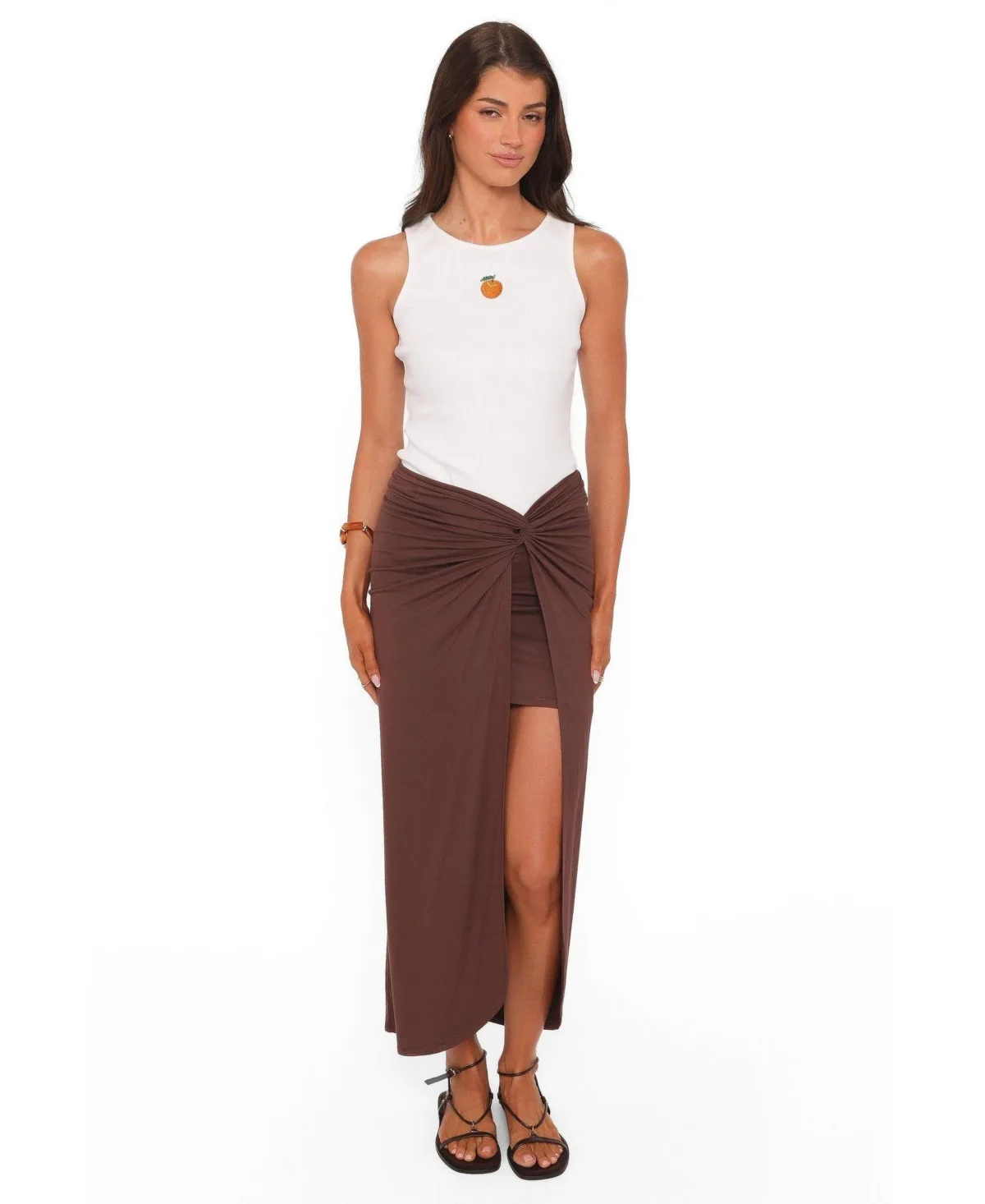 Cassandra High-Waisted Asymmetrical Front-Twist Sarong Skirt by Petal and Pup