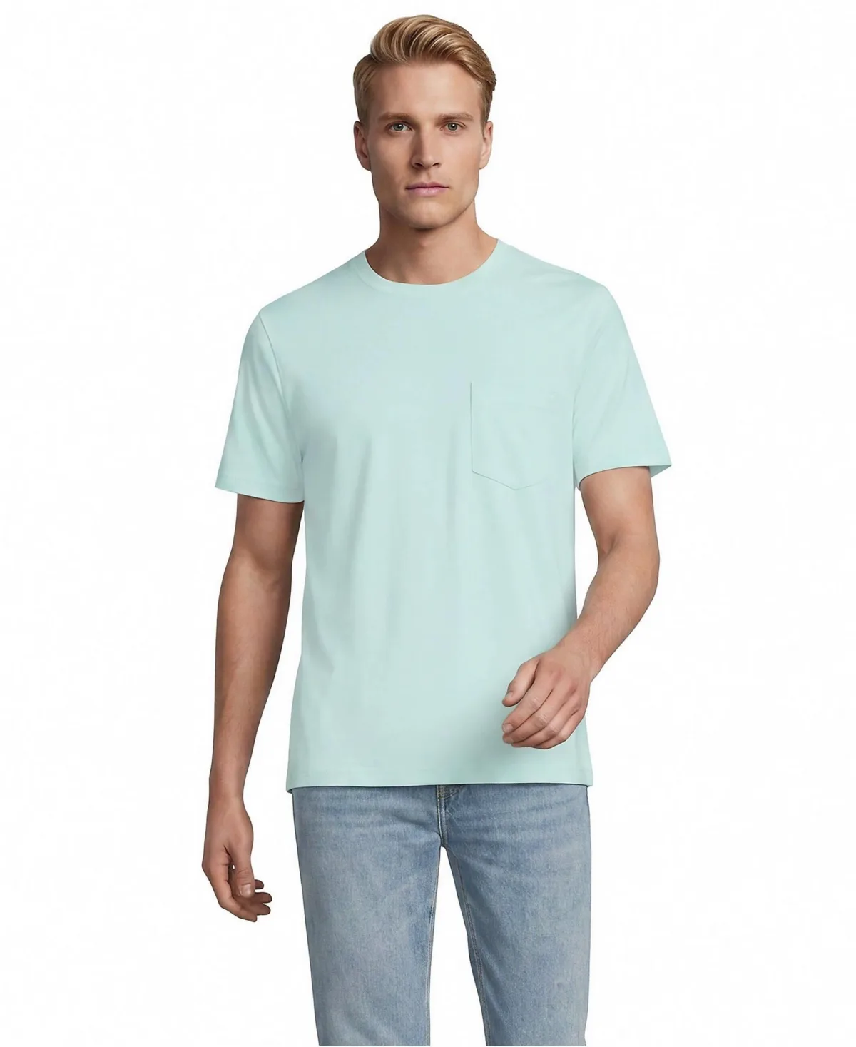 Short Sleeve Cotton Supima Tee with Pocket by Lands' End