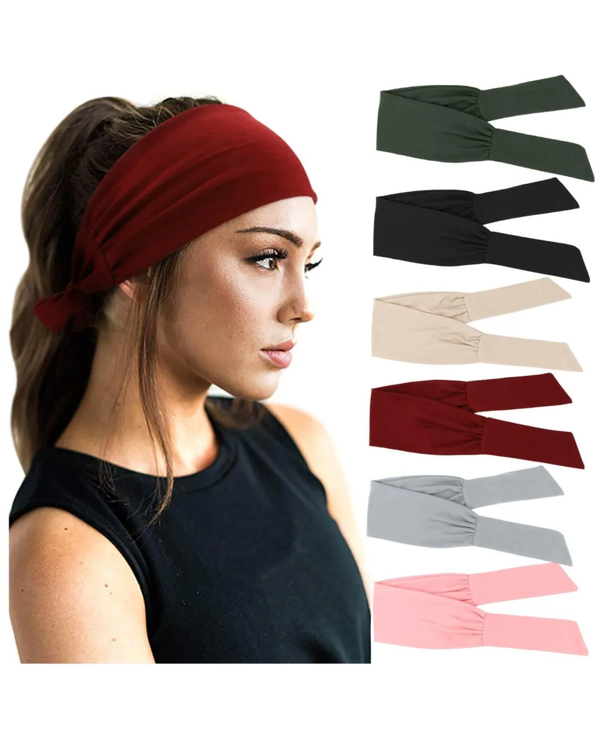 Adjustable Knotted Non-Slip Hair Bands, 6-Piece Set by Peneyon