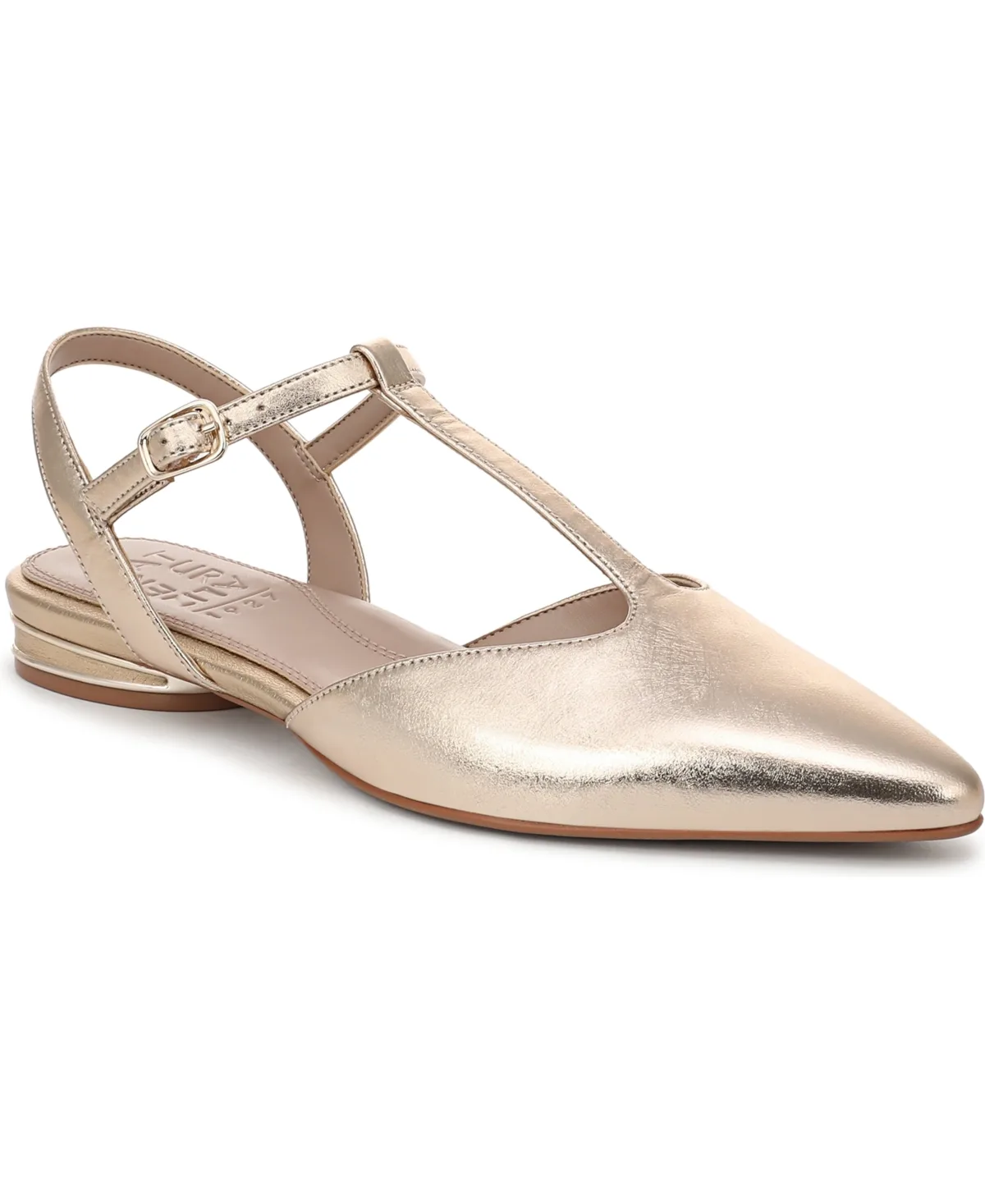 Harlie Strappy Flats - Champagne Metallic Leather by Naturalizer