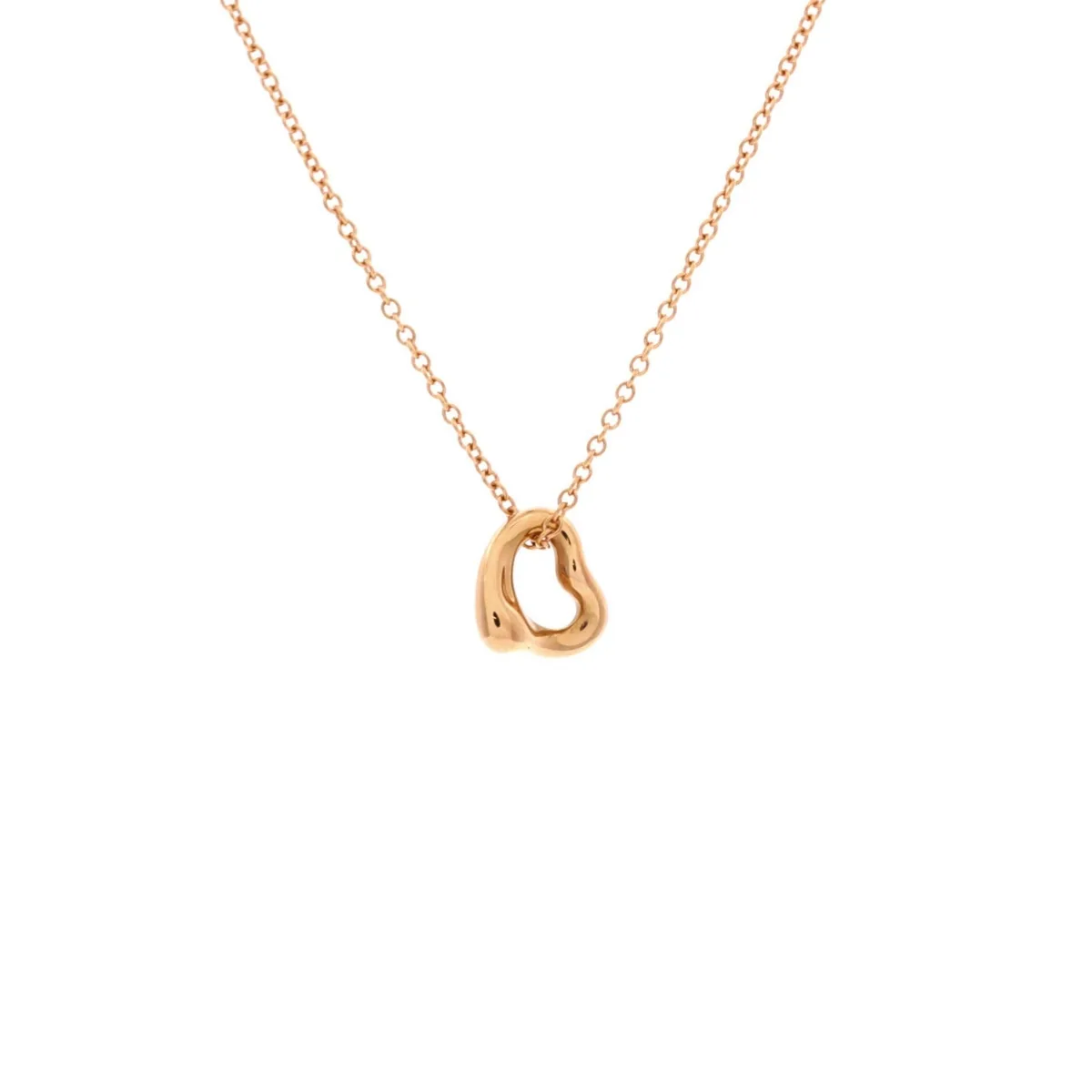 Pre-Owned Tiffany & Co Elsa Peretti Open Heart Pendant Necklace - 18k Rose Gold by Tiffany & Co.