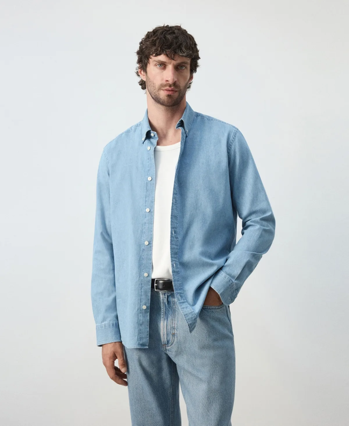 Regular-Fit Long-Sleeve Denim Shirt