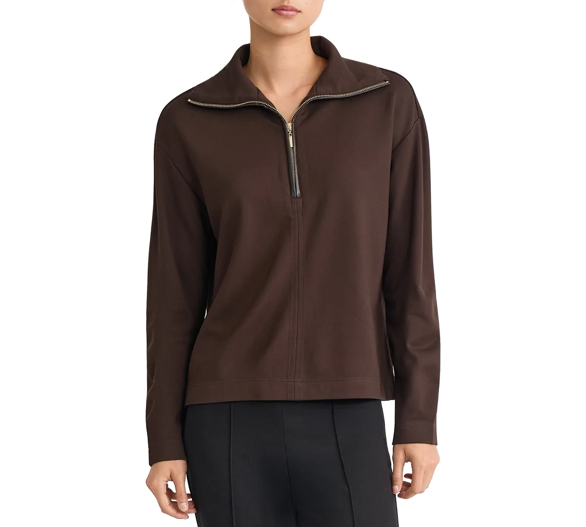 Long-Sleeve Zip-Front Pull-On Top by Jones New York