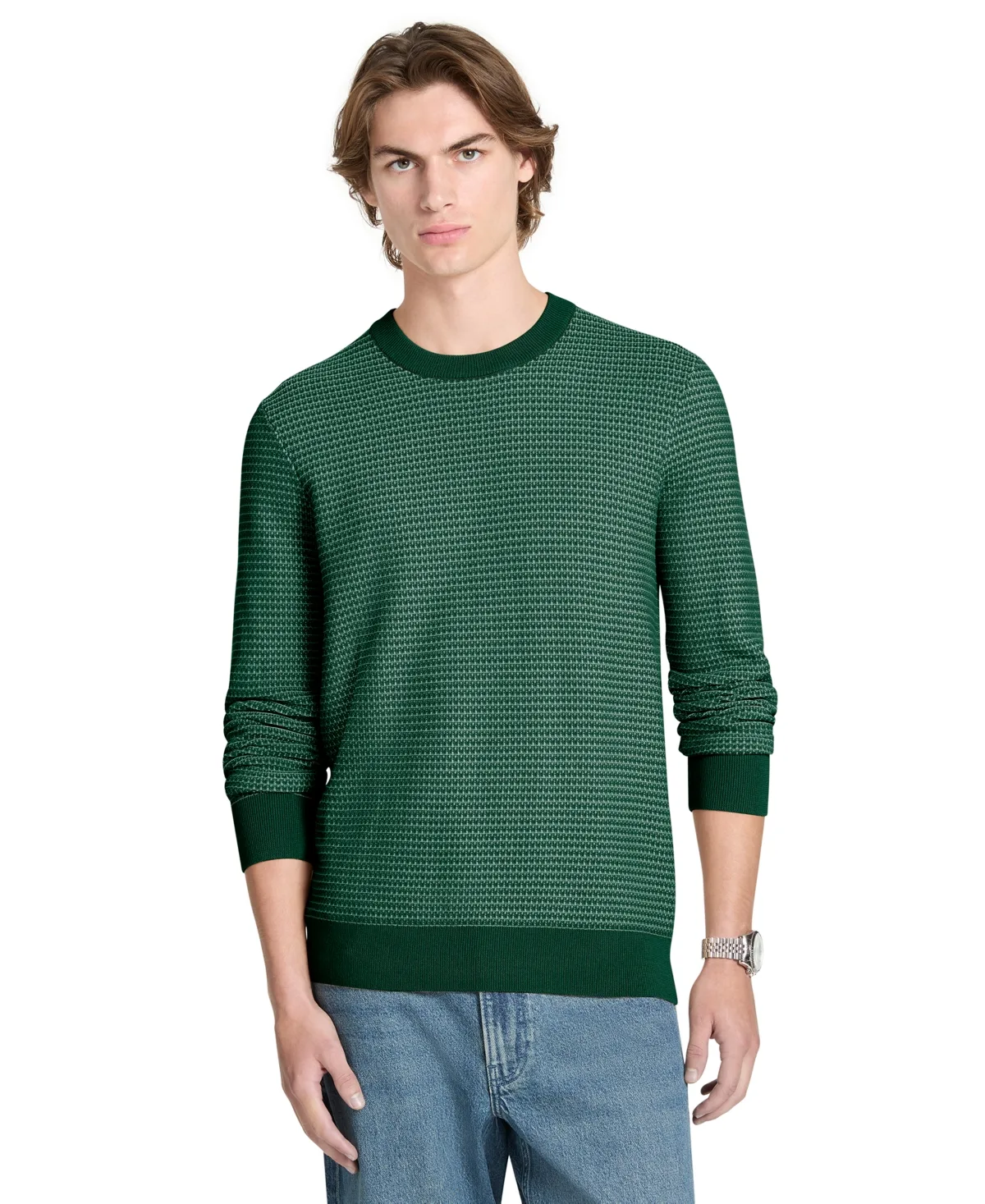 Textured Cotton Crewneck Sweater by MICHAEL Michael Kors