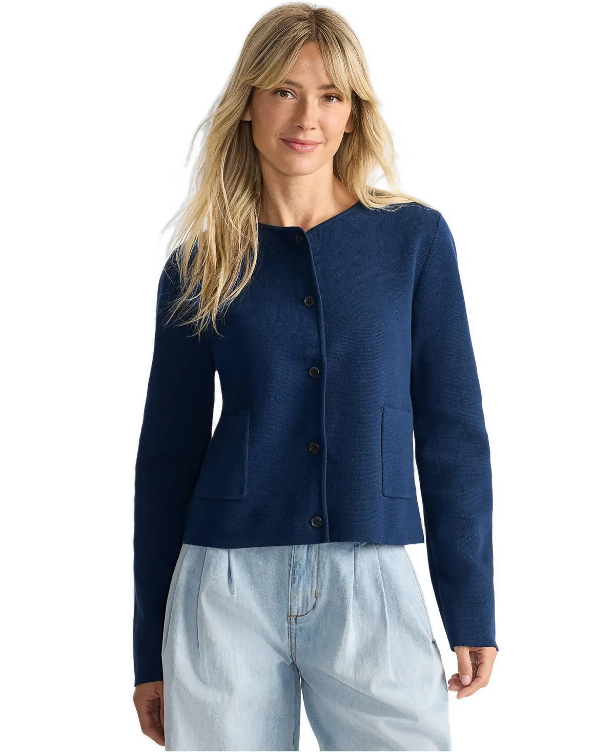 Fine Gauge Cotton Milano Blazer Sweater by Lands' End