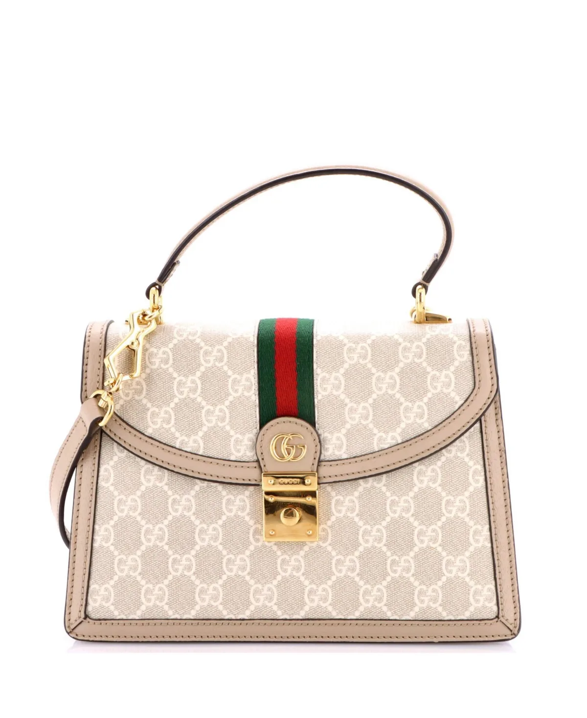 Pre-Owned Gucci Small Ophidia Flap Top Handle Bag Gg Coated Canvas