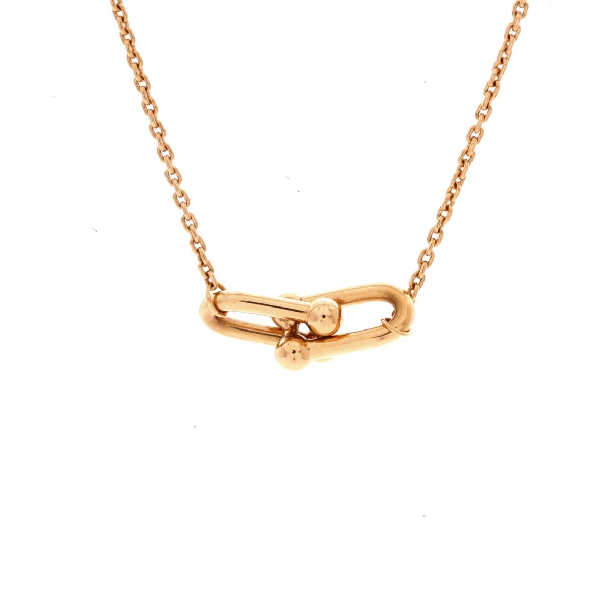 Pre-Owned Tiffany & Co HardWear Double Link Pendant Necklace in 18k Rose Gold by Tiffany & Co.