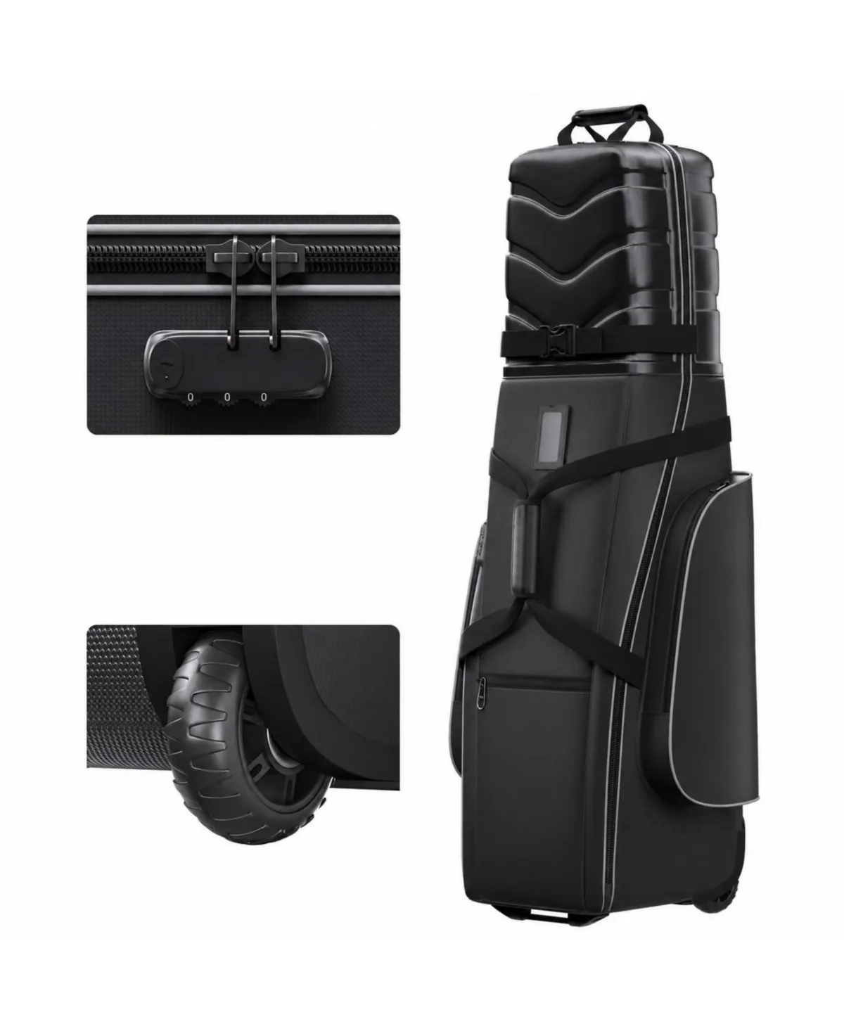 Hard Shell Golf Club Travel Case with Wheels Triple Layer Protection TSA Lock by Furlihong