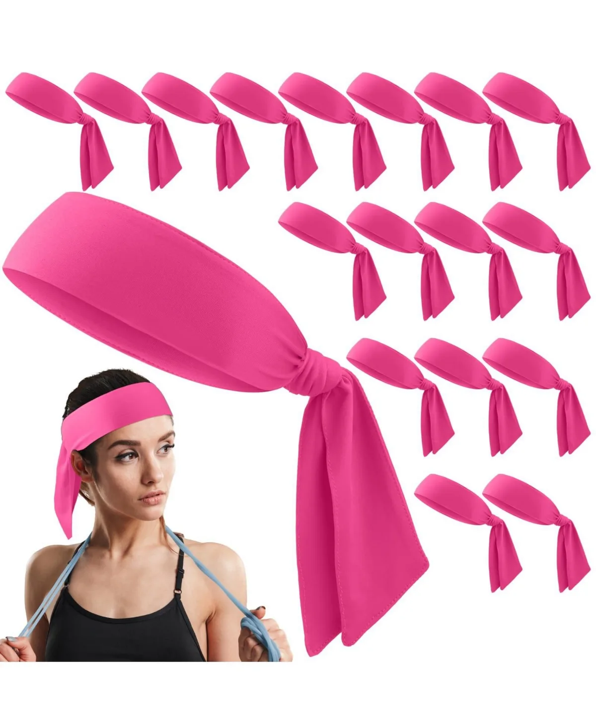18 Pack Tie Headbands Sports Sweatbands by Sportneer