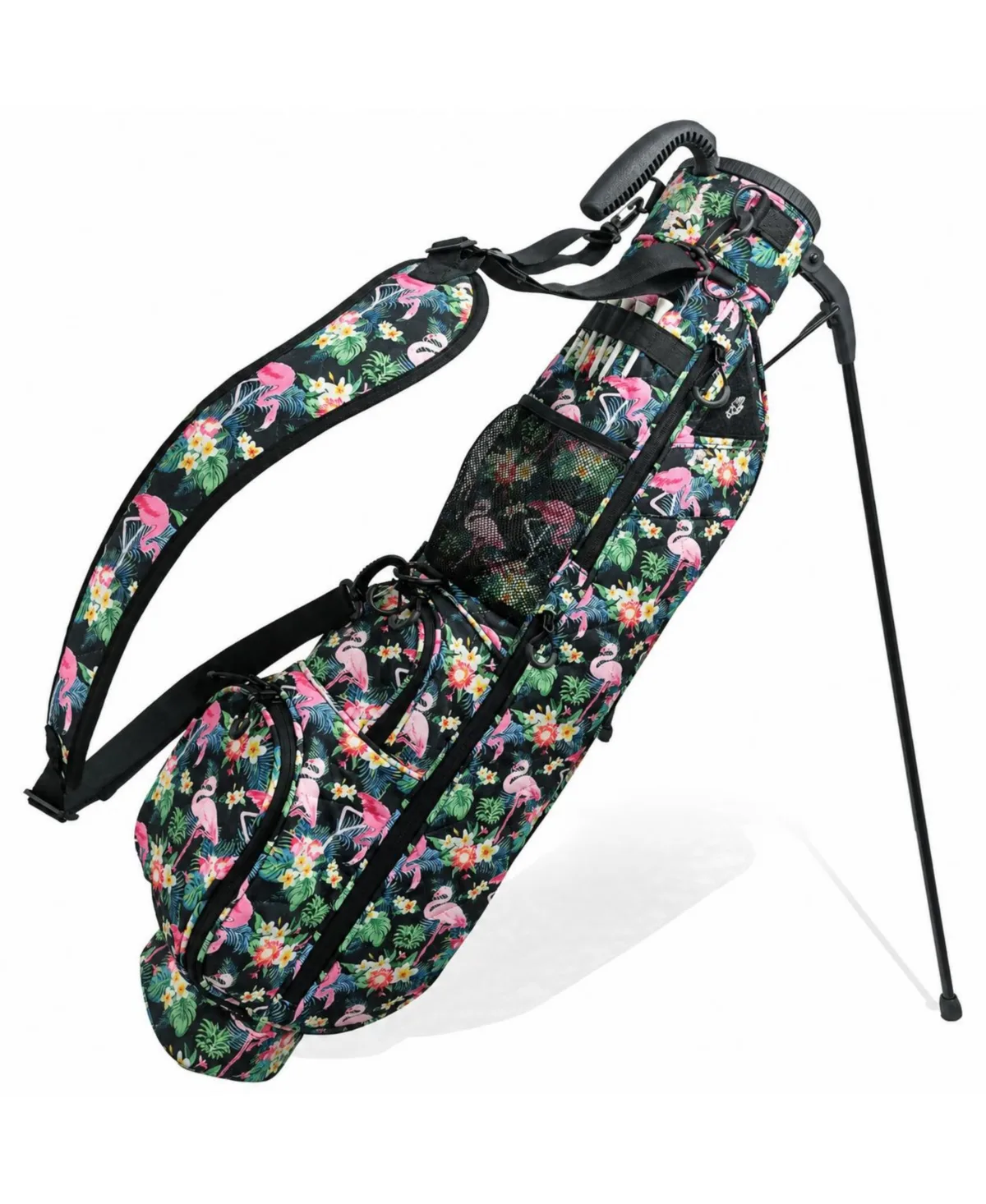 Lightweight Flamingo Golf Stand Bag 2 Way Divider Multiple Pockets for Driving Range Par 3 Courses by Sportneer