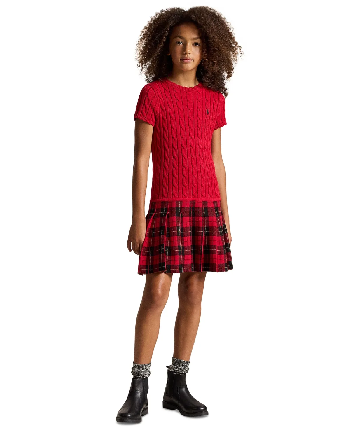 Plaid-Skirt Sweater Dress by Polo Ralph Lauren